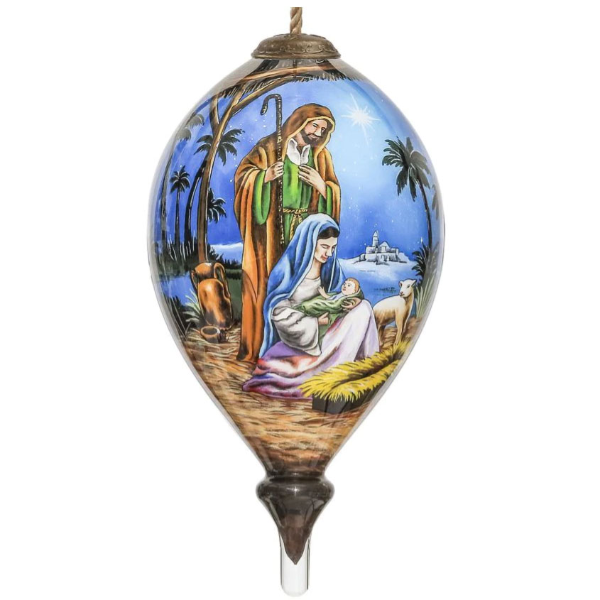 inner beauty joseph mary and palm trees christmas ornament
